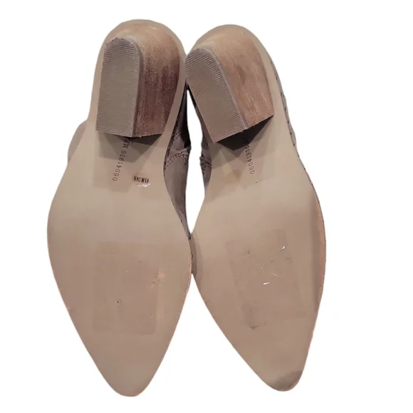 Mercer Edit Brown Suede Heeled Ankle Booties Size 6.5 - Picture 5 of 7